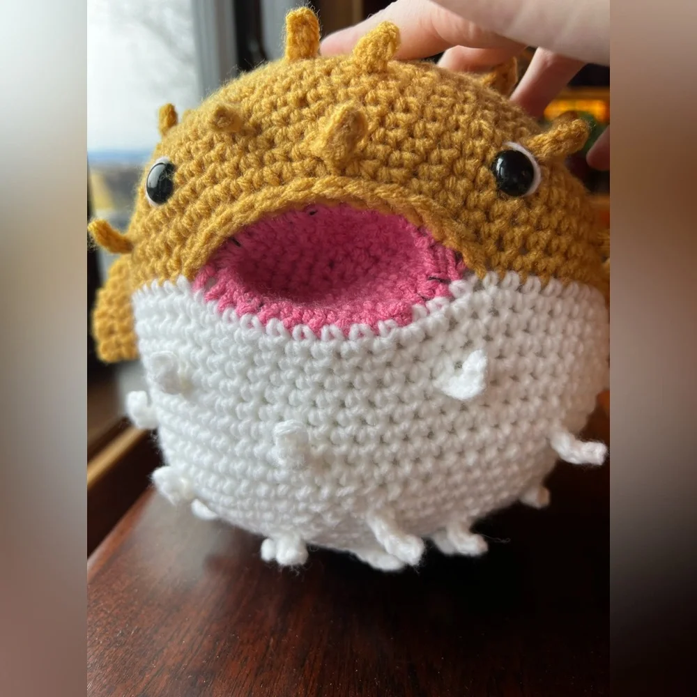 Hand Crocheted Ziggy the Puffer Fish Stuffed Animal Plushie! - Picture 12 of 13
